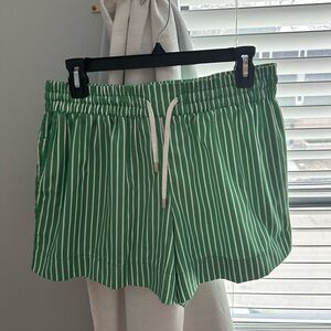 Green Striped Women's Shorts